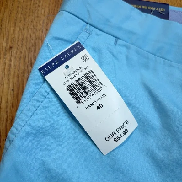 Polo Ralph Lauren Shorts Mens 40 Blue Chino Classic Fit Summer Cotton NWT FLAW - Picture 2 of 11
